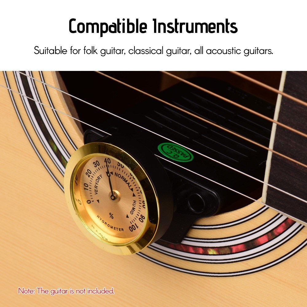 Portable Universal Guitar Humidifier & Hygrometer for All Acoustic Guitars (ABS+Metal)
