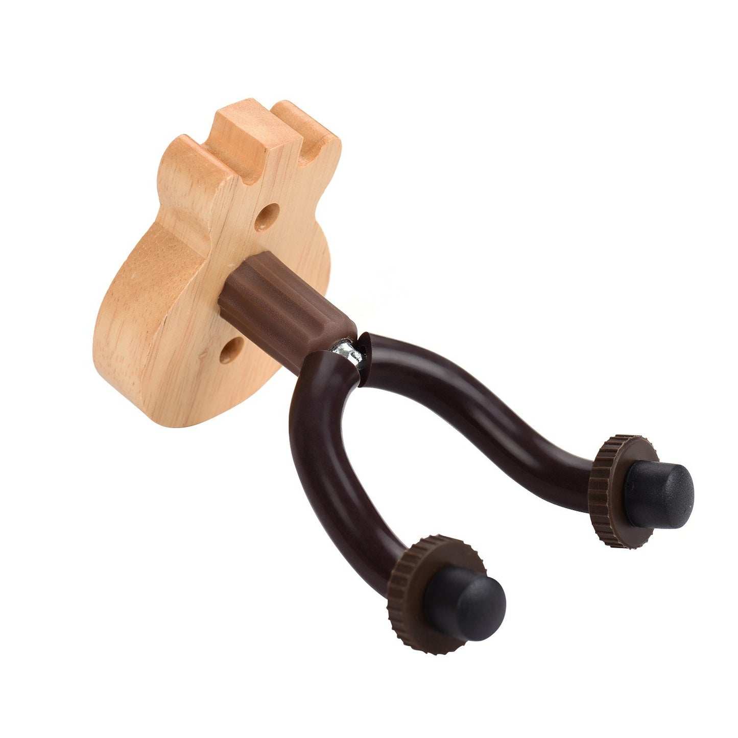 Solid Wood Guitar Wall Mount Hanger with Metal Steadying Bars for Acoustic, Electric, Bass Guitars & Ukulele
