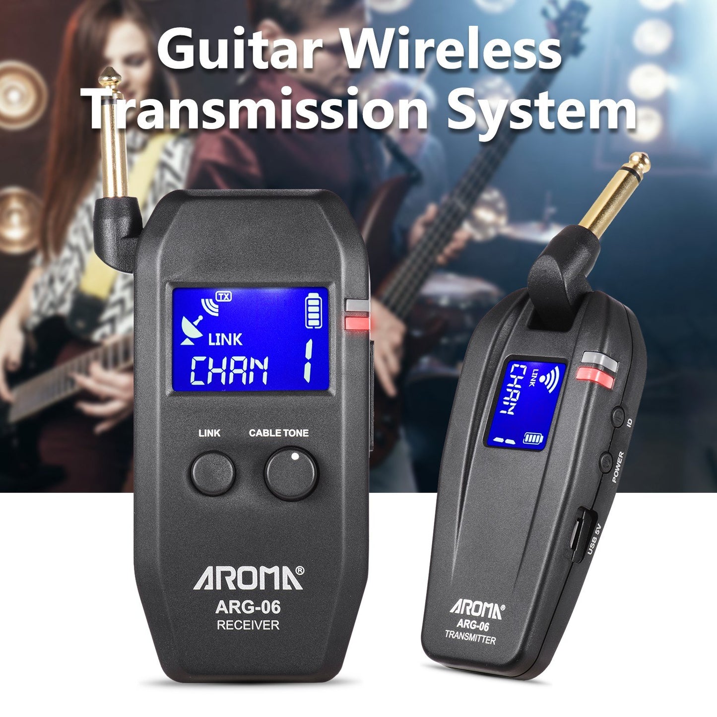 Aroma ARG-06 Wireless Guitar Transmitter & Receiver System