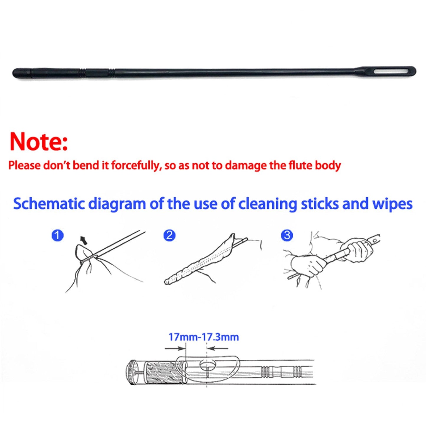 Flute Cleaning Rod and Cloth - Woodwind Instrument Accessory