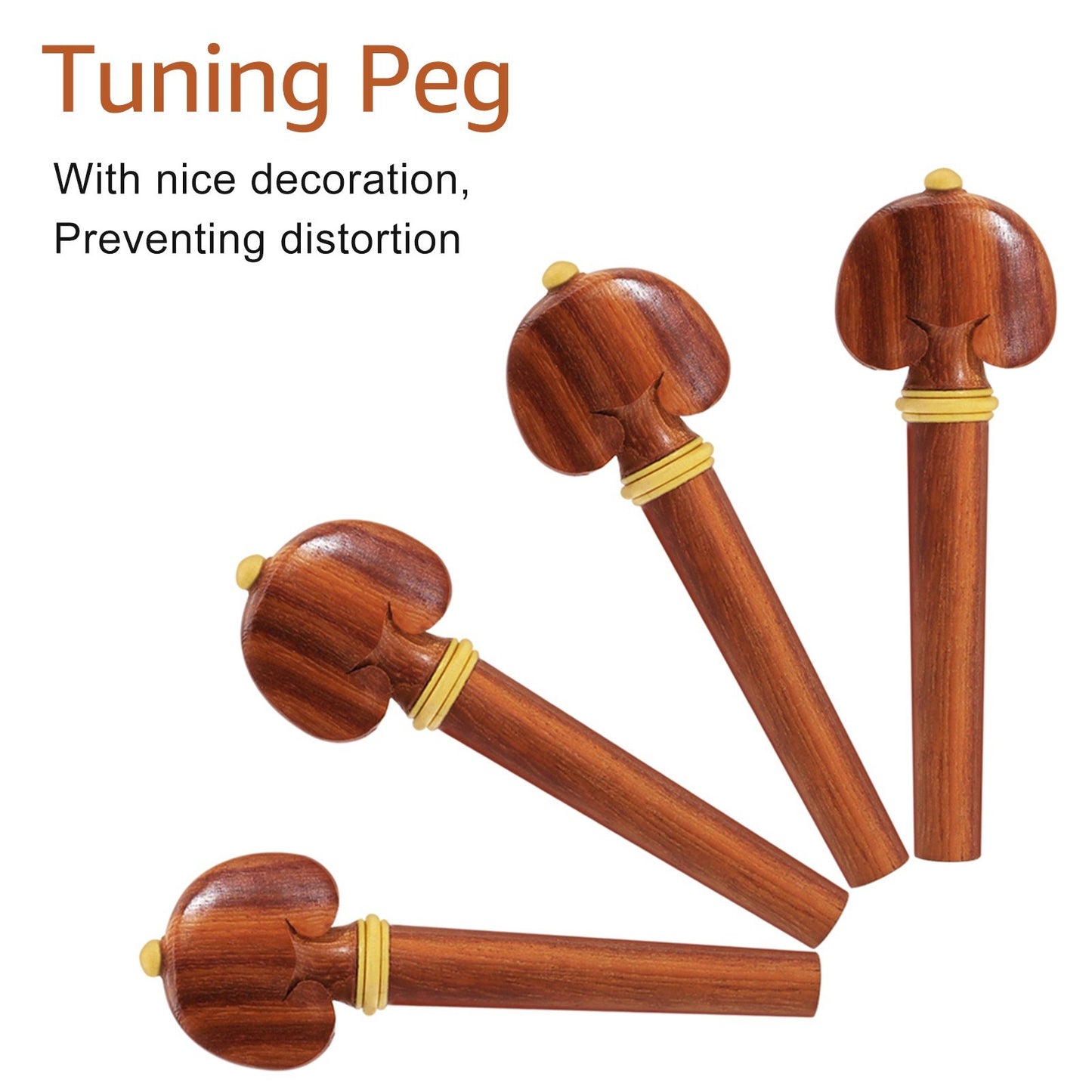 Muslady 4/4 Violin Accessory Set - Red Solid Wood with Tailpiece, Chin Rest, End Pin, Tuning Pegs