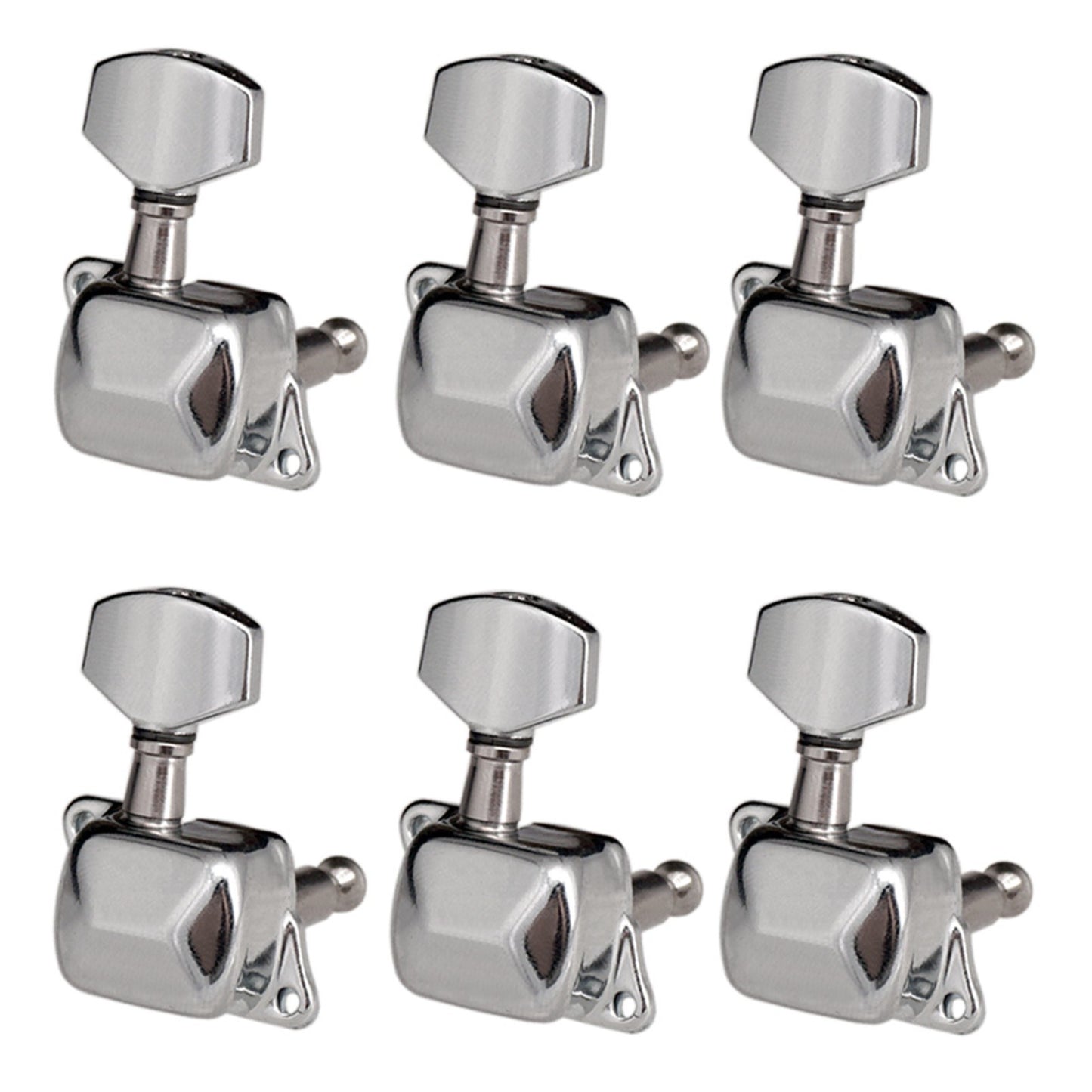 6-Piece Black Guitar Tuning Pegs - Semi-Closed Tuners for Electric & Acoustic Guitars (3L + 3R)