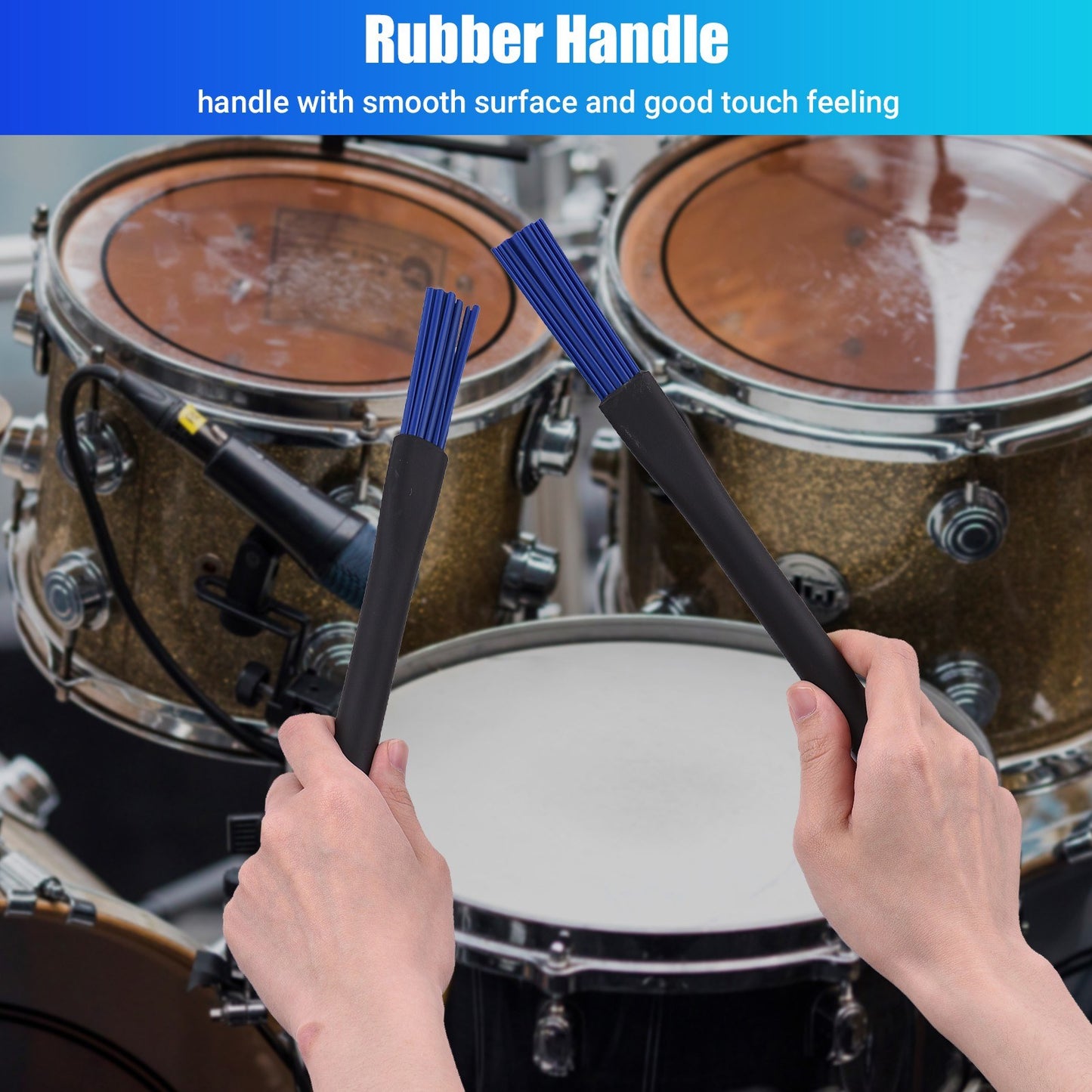 Muslady Retractable Drumsticks & Nylon Brushes Set - 1 Pair for Jazz Drum Kit
