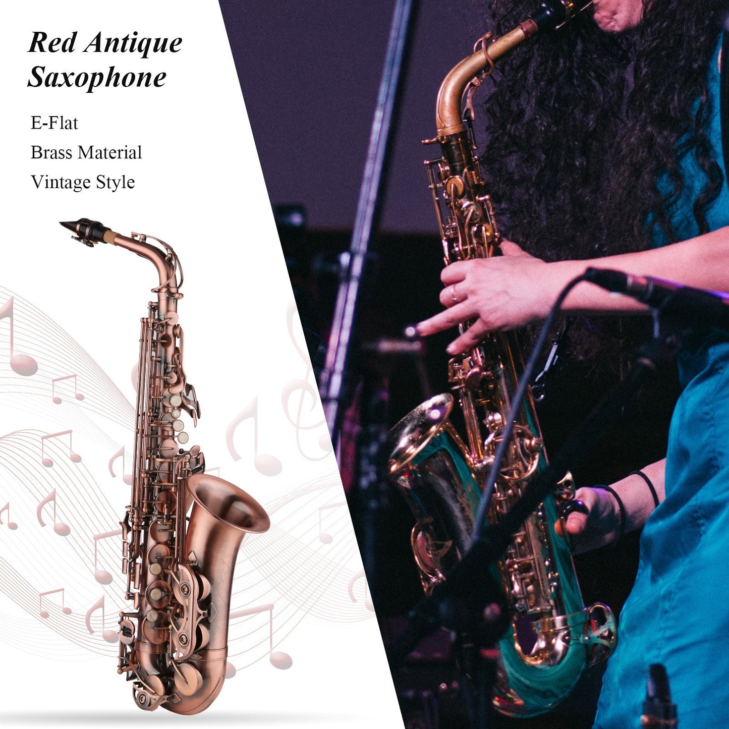 Antique Red E-flat Saxophone with Case, Cleaning Kit, Strap & Mouthpiece