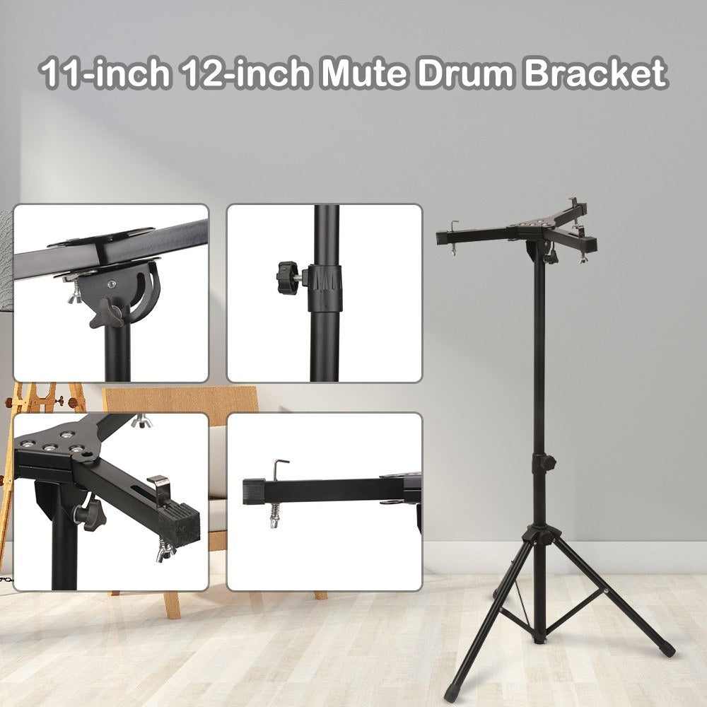 Dumb Drum Stand: 11-12 Inch Mute Drum Pad Holder for Practice & Percussion Silencer