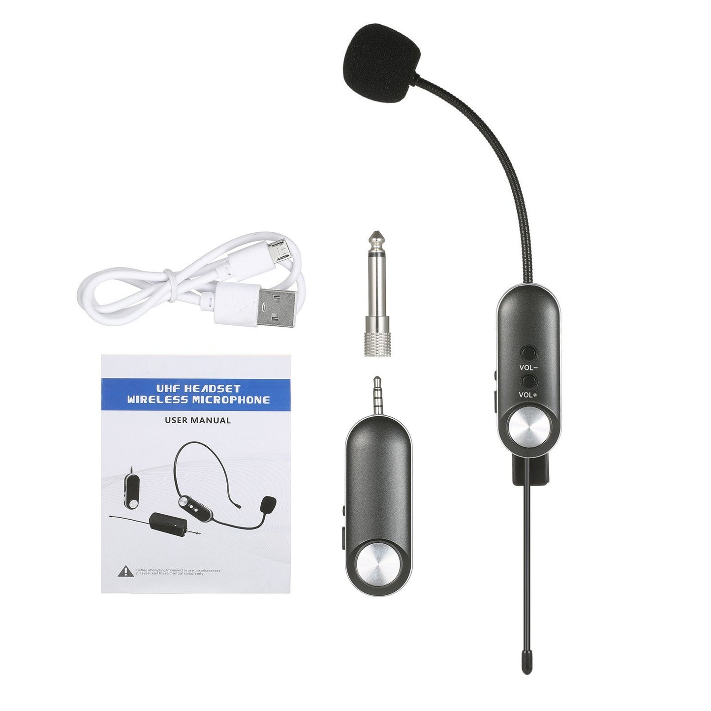 UHF Wireless Omni-directional HiFi Clip Mic & Receiver System for Saxophone, French Horn, Trumpet, Trombone