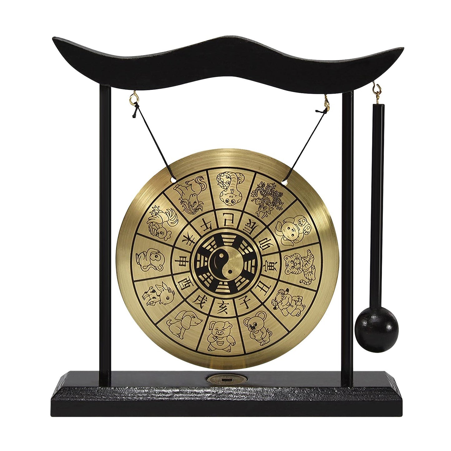 Taiji Symbol Mini Gong with Mallet - Desktop Wind Chime for Home Decor & Housewarming Gift