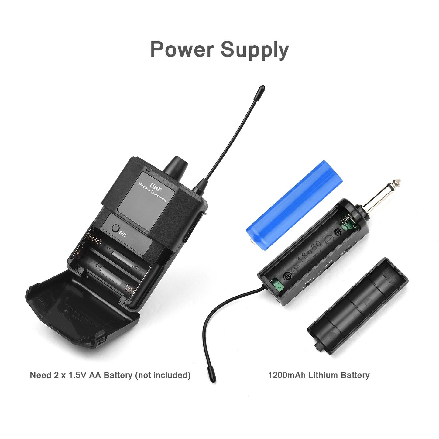 UHF Wireless Headset Microphone with LED Digital Display Transmitter & Receiver