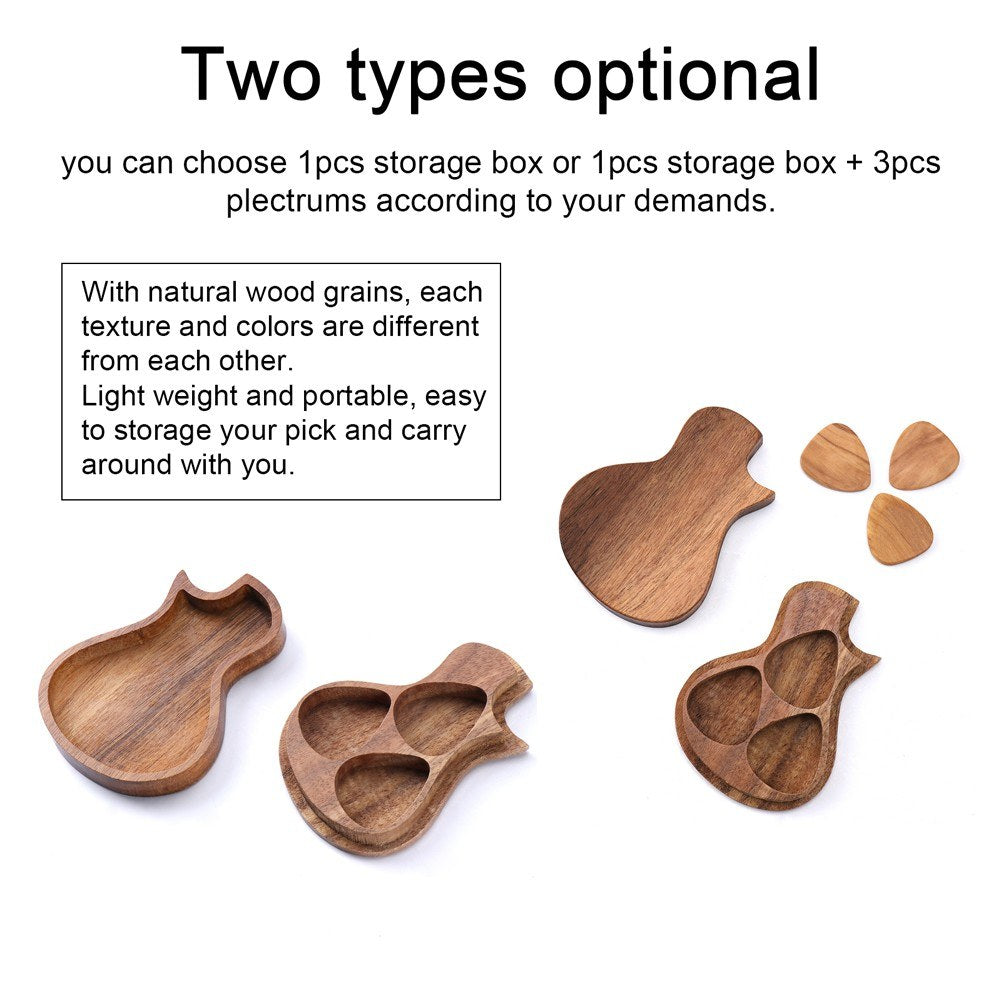 Guitar-Shaped Wooden Pick Box with Accessories - 2 Options Available