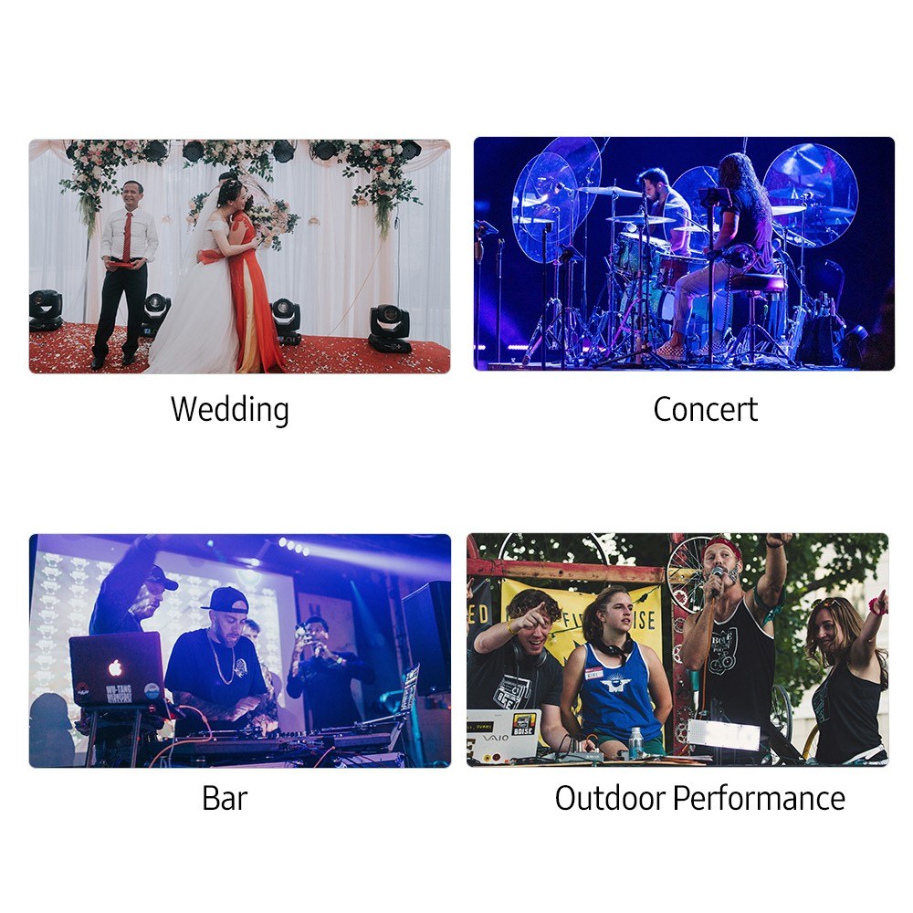 4-Channel Bluetooth Audio Mixer with LED, 2 Wireless Microphones - Professional Digital Console