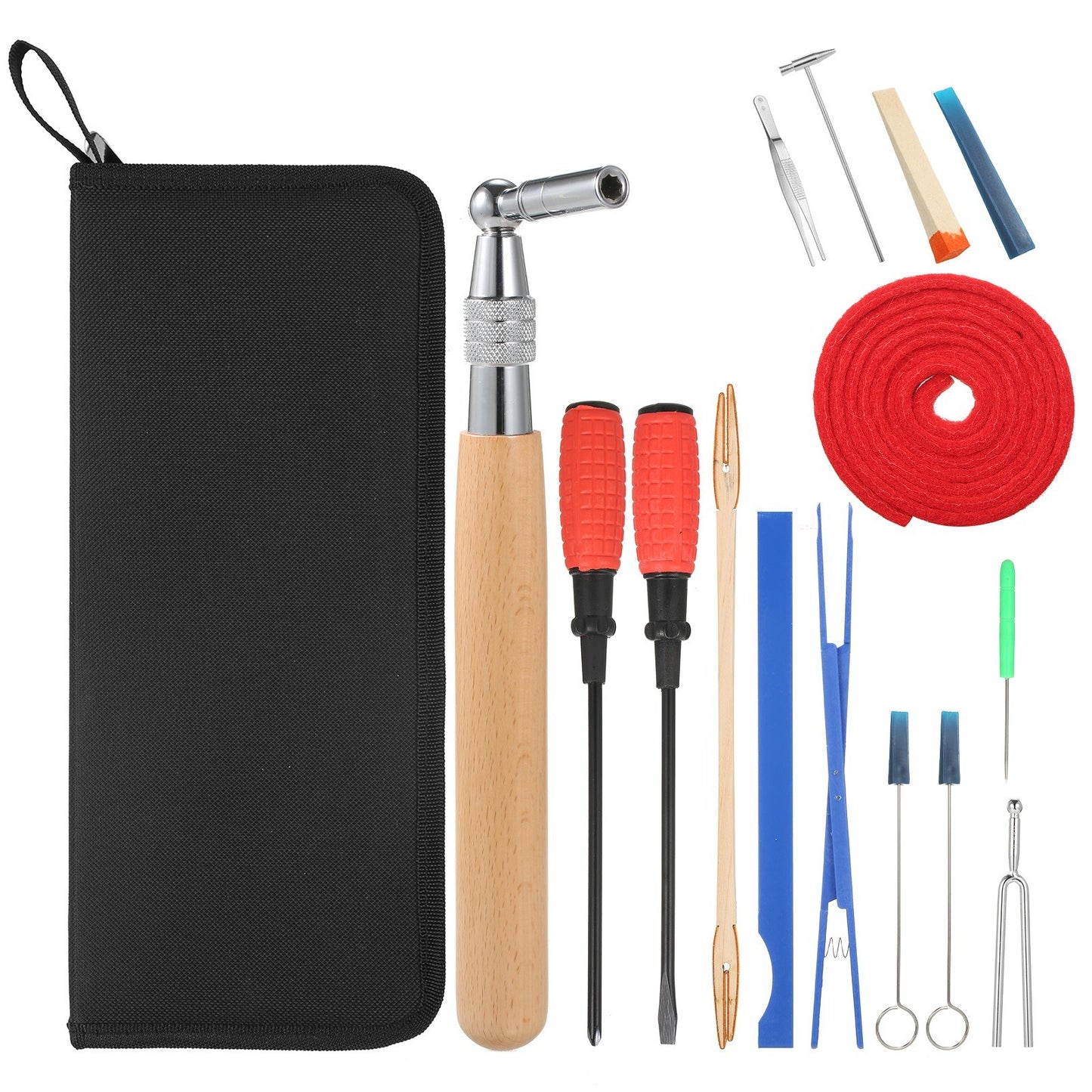 16-Piece Professional Piano Tuning Kit with Zipper Bag