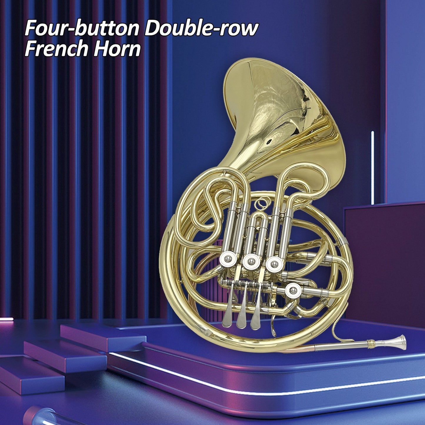 4 Key Double Row Standard French Horn - Four-Button Design