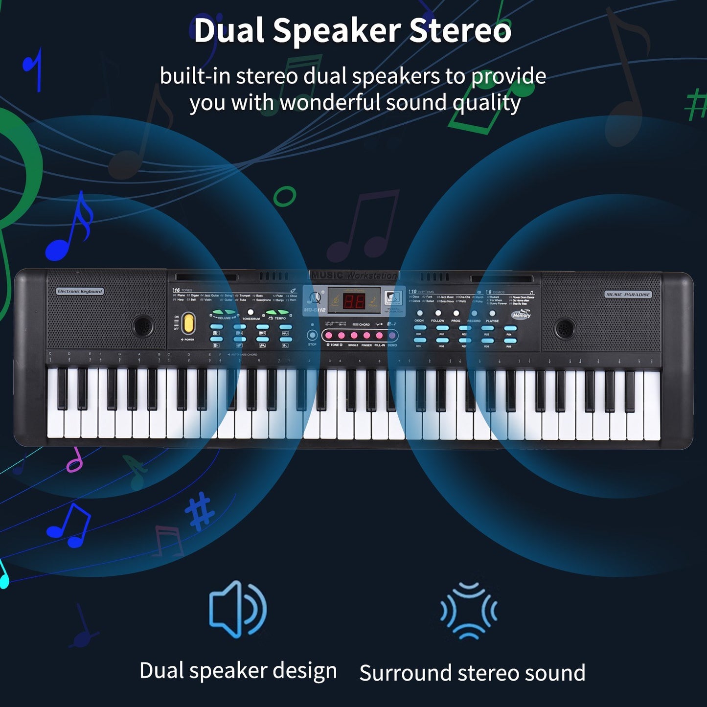 61-Key USB Electronic Keyboard Piano for Kids with Microphone