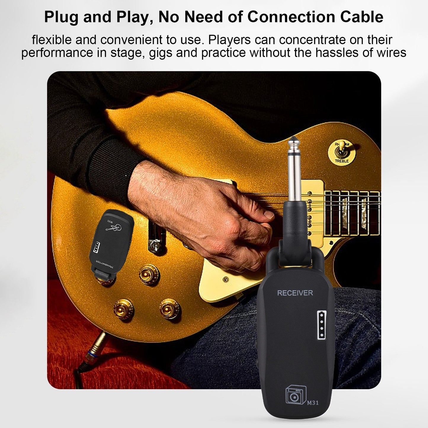 2.4G M31 Professional Wireless Guitar/Bass Transmitter Receiver System
