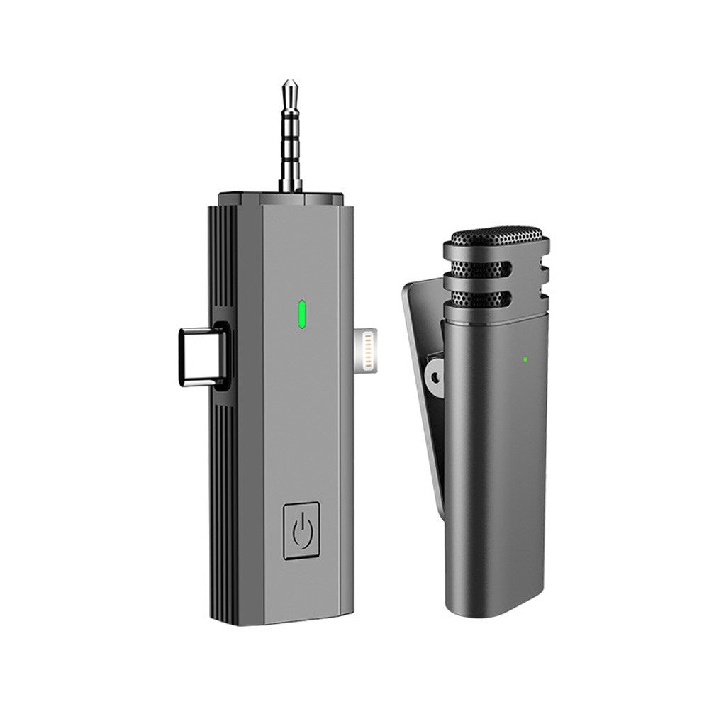 Mini Wireless Lavalier Microphone Set: 360° Omnidirectional Mic with 3-in-1 Receiver for Mobile Phones - Includes 1 Receiver & 2 Mics
