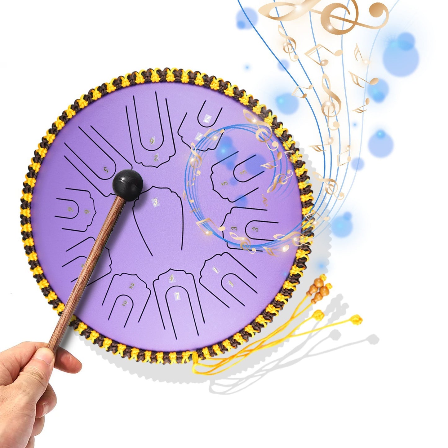 15-Inch Steel Tongue Drum, 21-Note C Key Percussion Instrument with Mallets