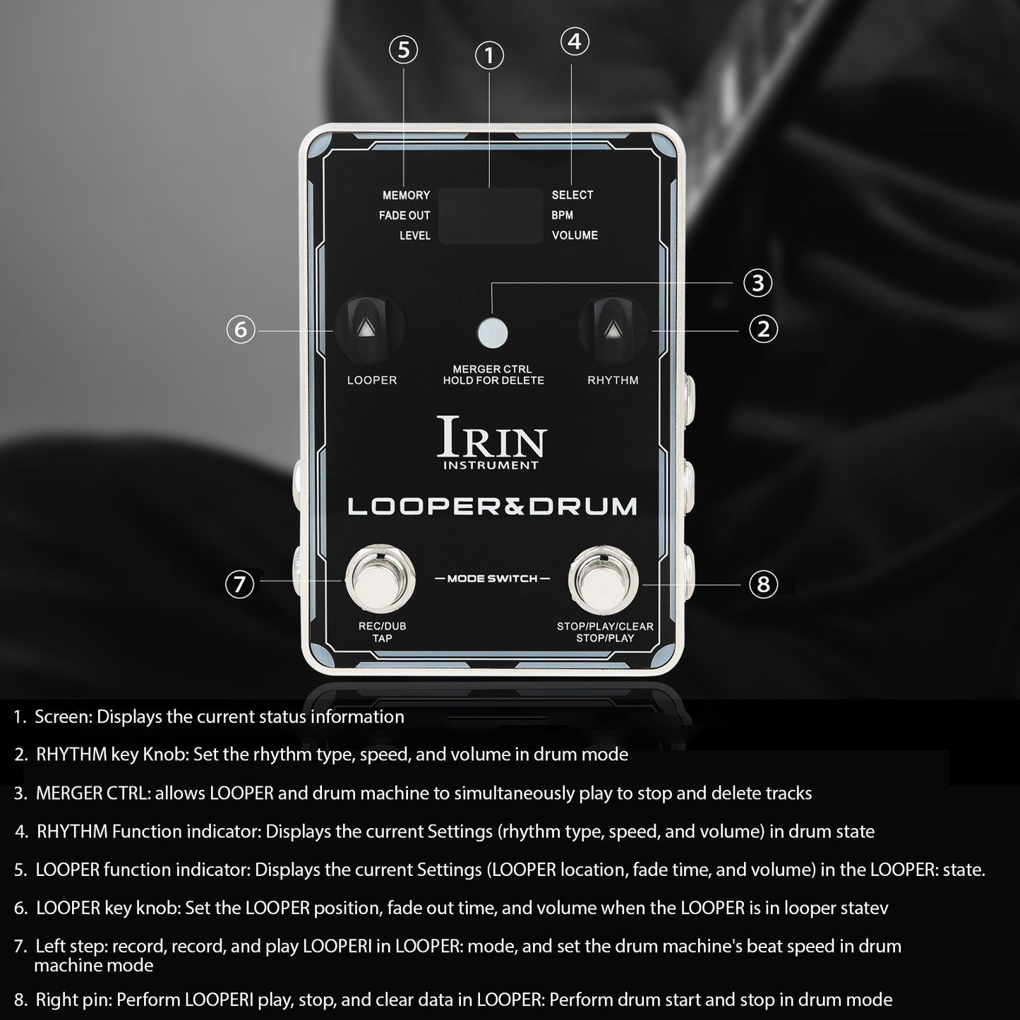 IRIN Guitar Effect Pedal: Looper & Drum Machine