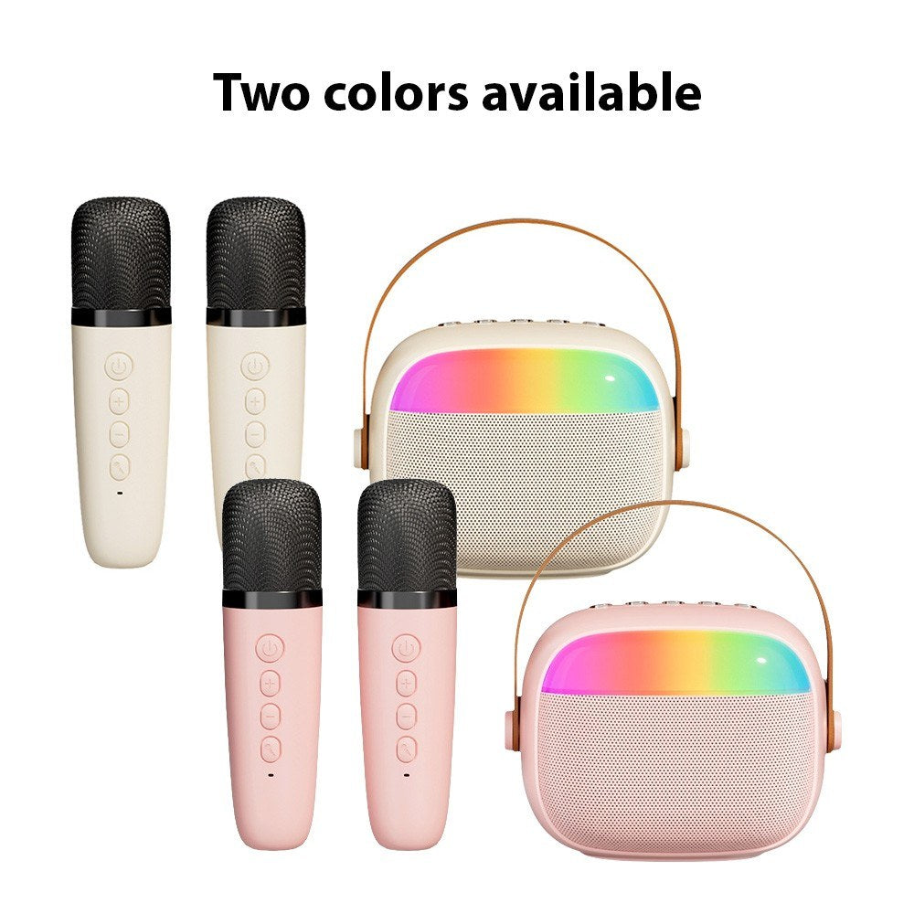 Portable Karaoke Machine K30: Dual Wireless Mic Speaker with LED Light