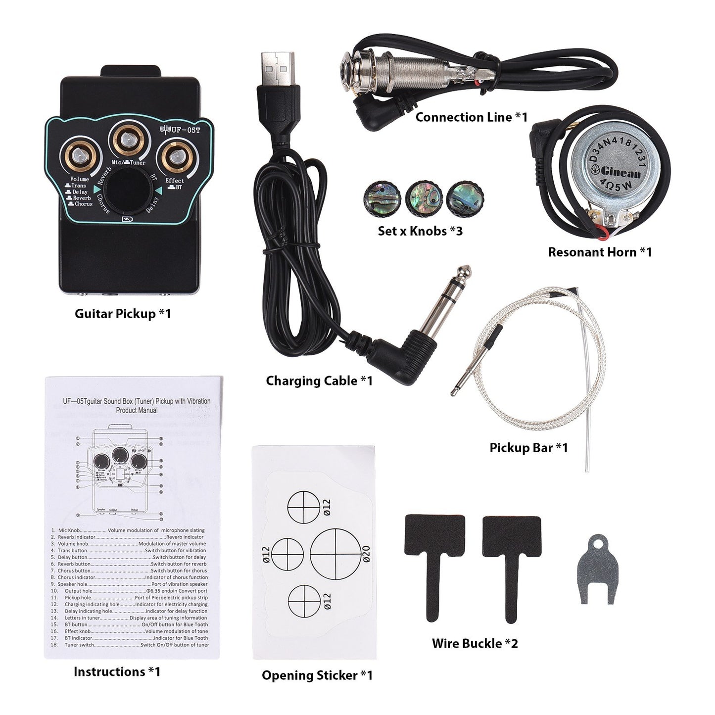 UF-05T Guitar Pickup with Bluetooth Accompaniment & Enhanced Resonance