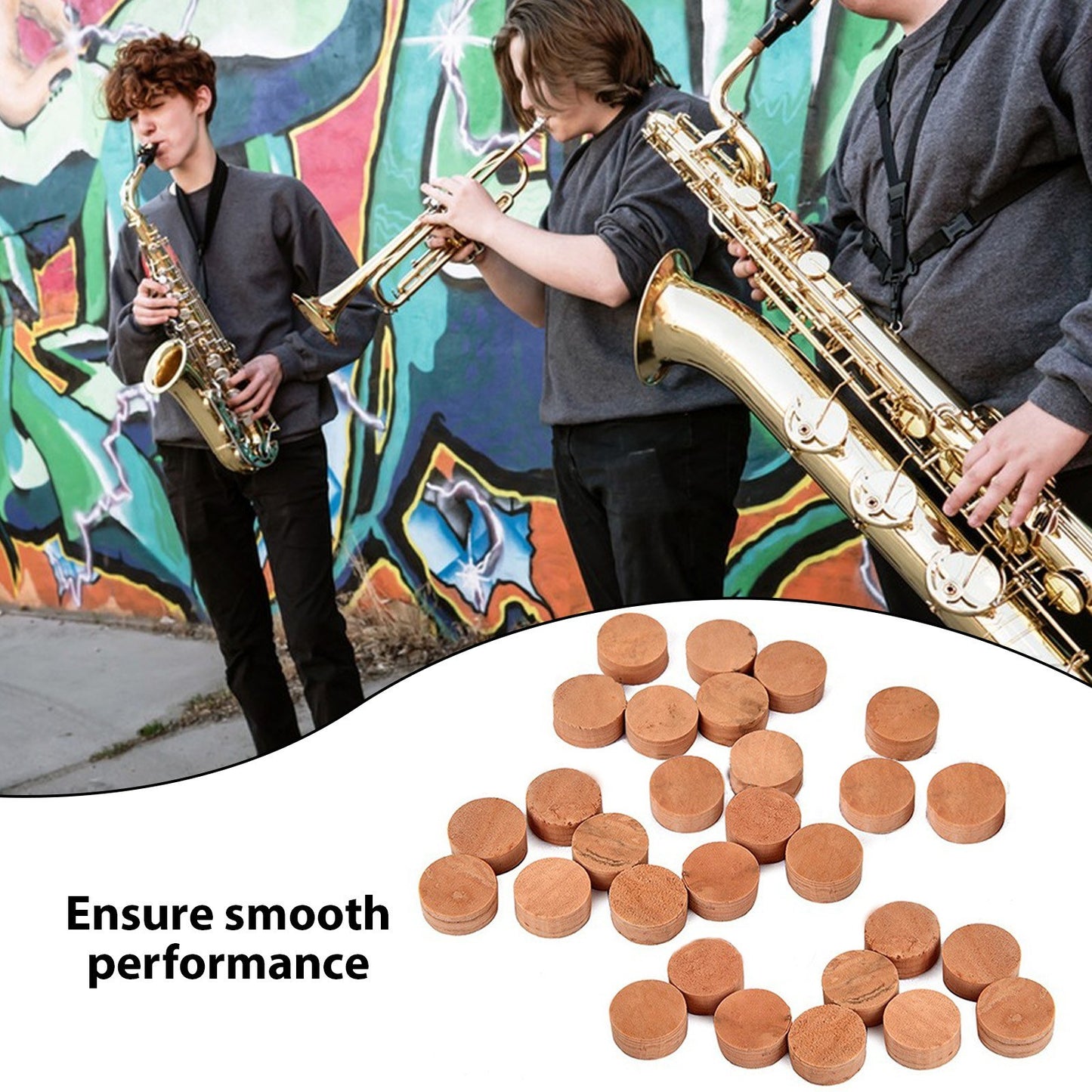 Saxophone Cork Pads 30-Pack - Precision Noise Reduction for Wind Instruments