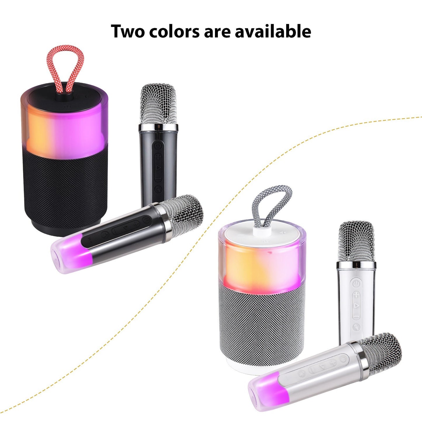 Compact Karaoke System with Dual Wireless Mics & Vibrant Light Show
