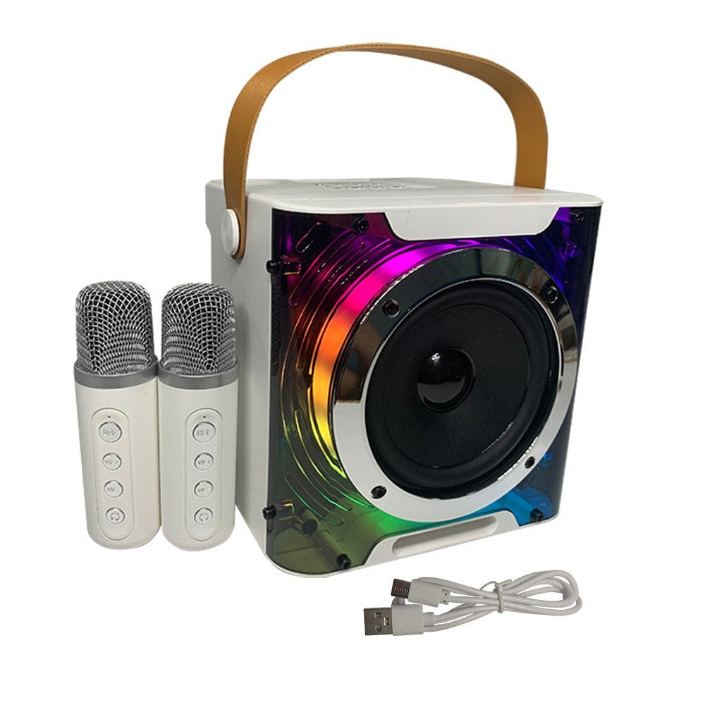 Portable Karaoke Machine with 2 Wireless Mics & RGB Light Effects