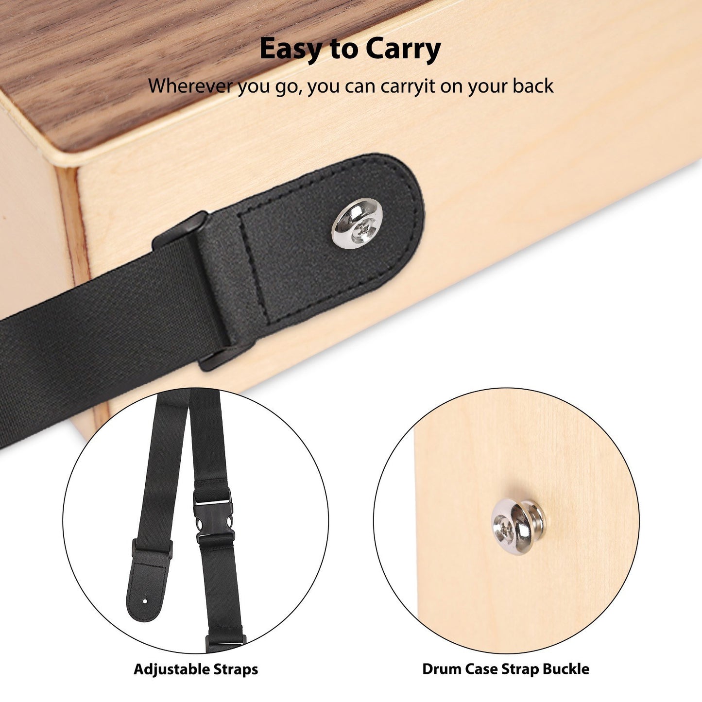 GECKO C-69 Wooden Cajon Drum - Portable Percussion Instrument for Beginners & Musicians