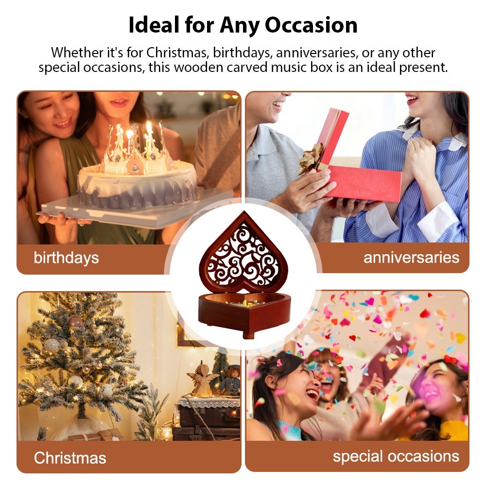 Elegant Heart-Shaped Wooden Music Box: The Perfect Gift for Every Occasion