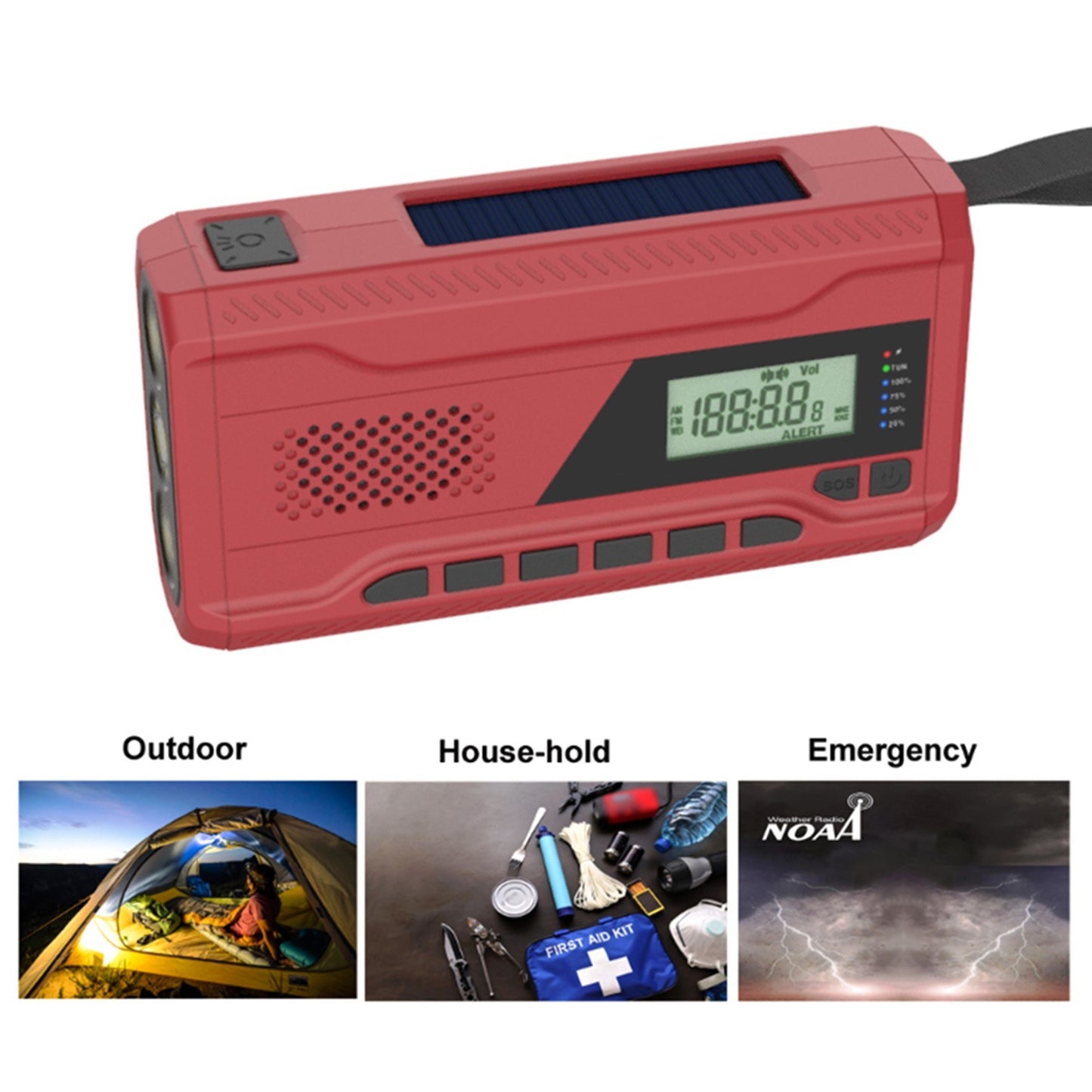 Emergency Hand Crank Radio with AM/FM & 3-in-1 LED Flashlight