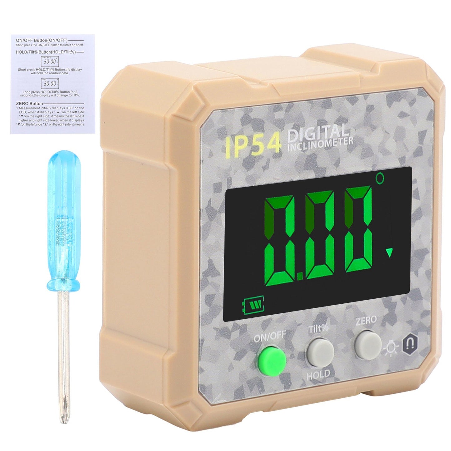 Mini LCD Digital Angle Finder Gauge with Magnet, Waterproof Protractor Inclinometer Bevel Box for Woodworking, Telecommunications & Automotive