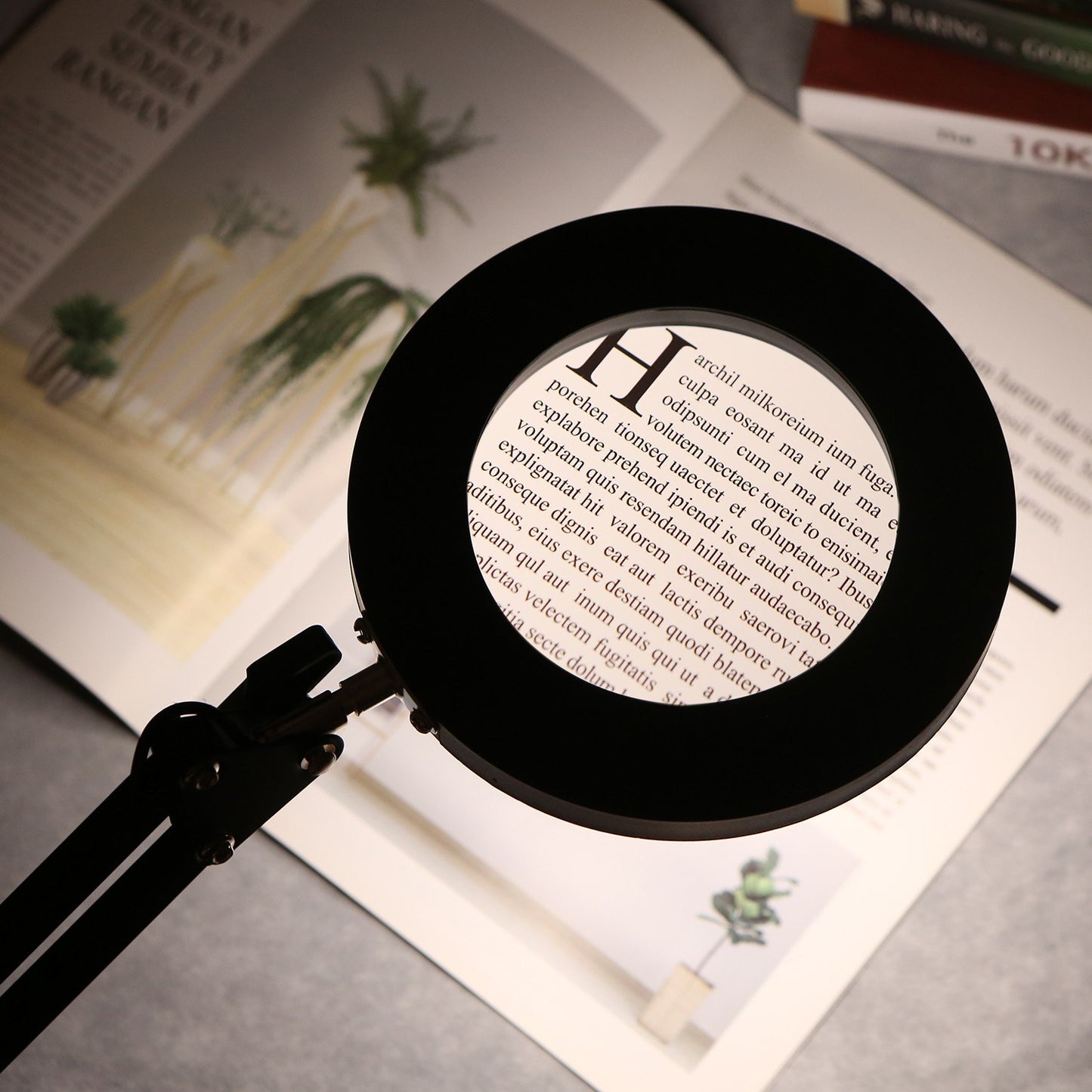 8X LED Magnifying Glass Lamp with Clamp - 64 LEDs, 10 Brightness Levels, Dimmable 3-Color Temperature, USB Powered Desk Light with Flexible Foldable Bracket for Printing, Carving, Stamps & More