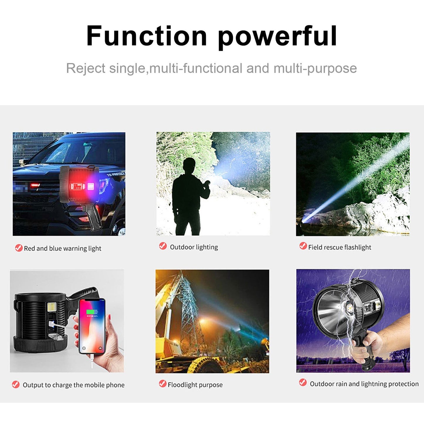 Portable Outdoor Camping Searchlight: Night Fishing Emergency Flashlight