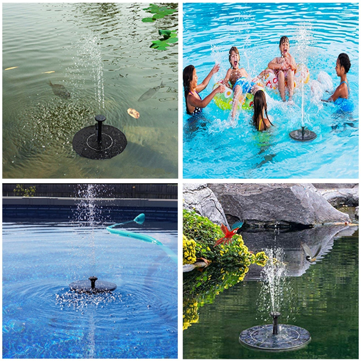 Floating Solar Fountain Pump for Bird Bath & Pools with 4 Spray Nozzles - Courtyard Landscape Fountain