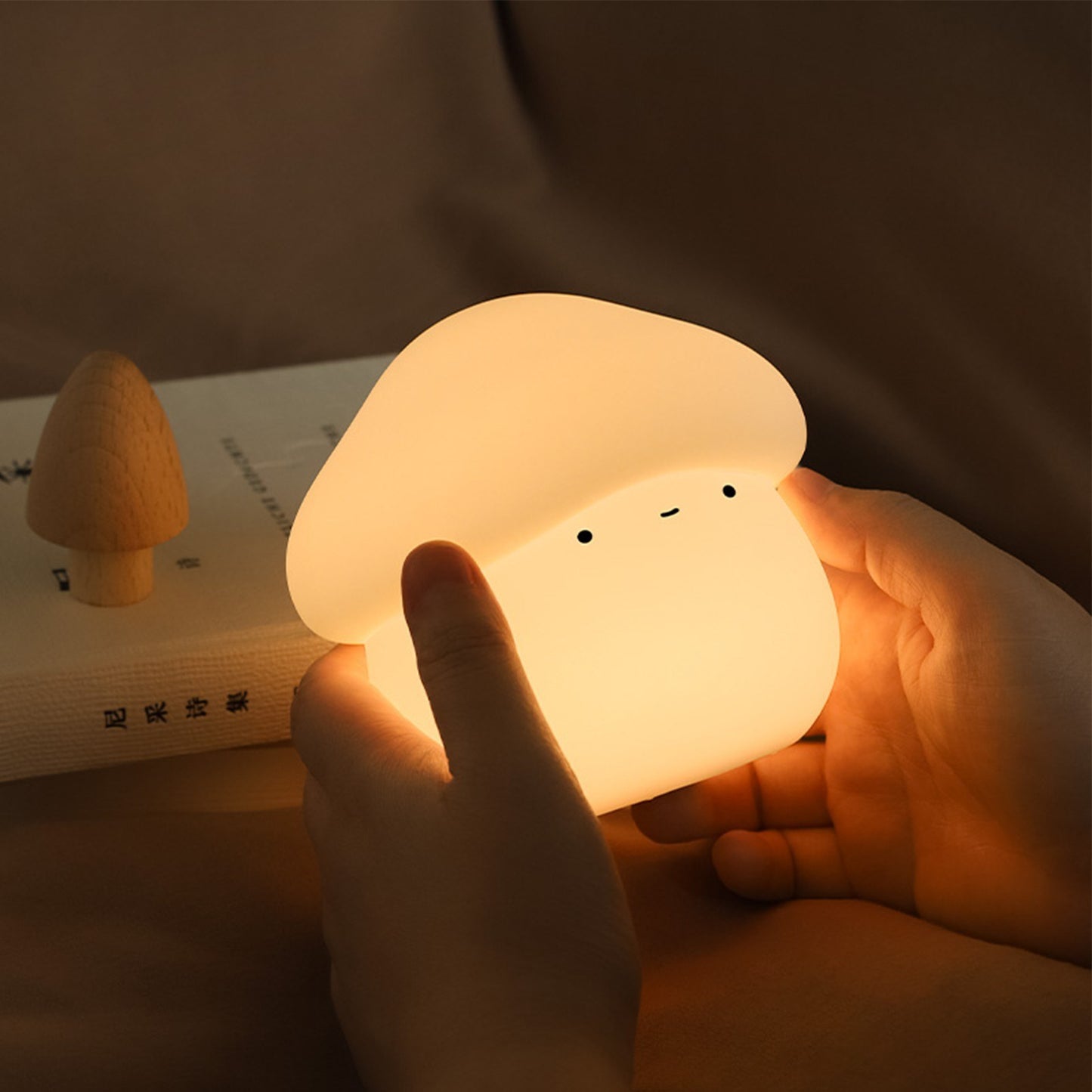 LED Mushroom Silicone Night Light with Dual Dimmers and Timer Options