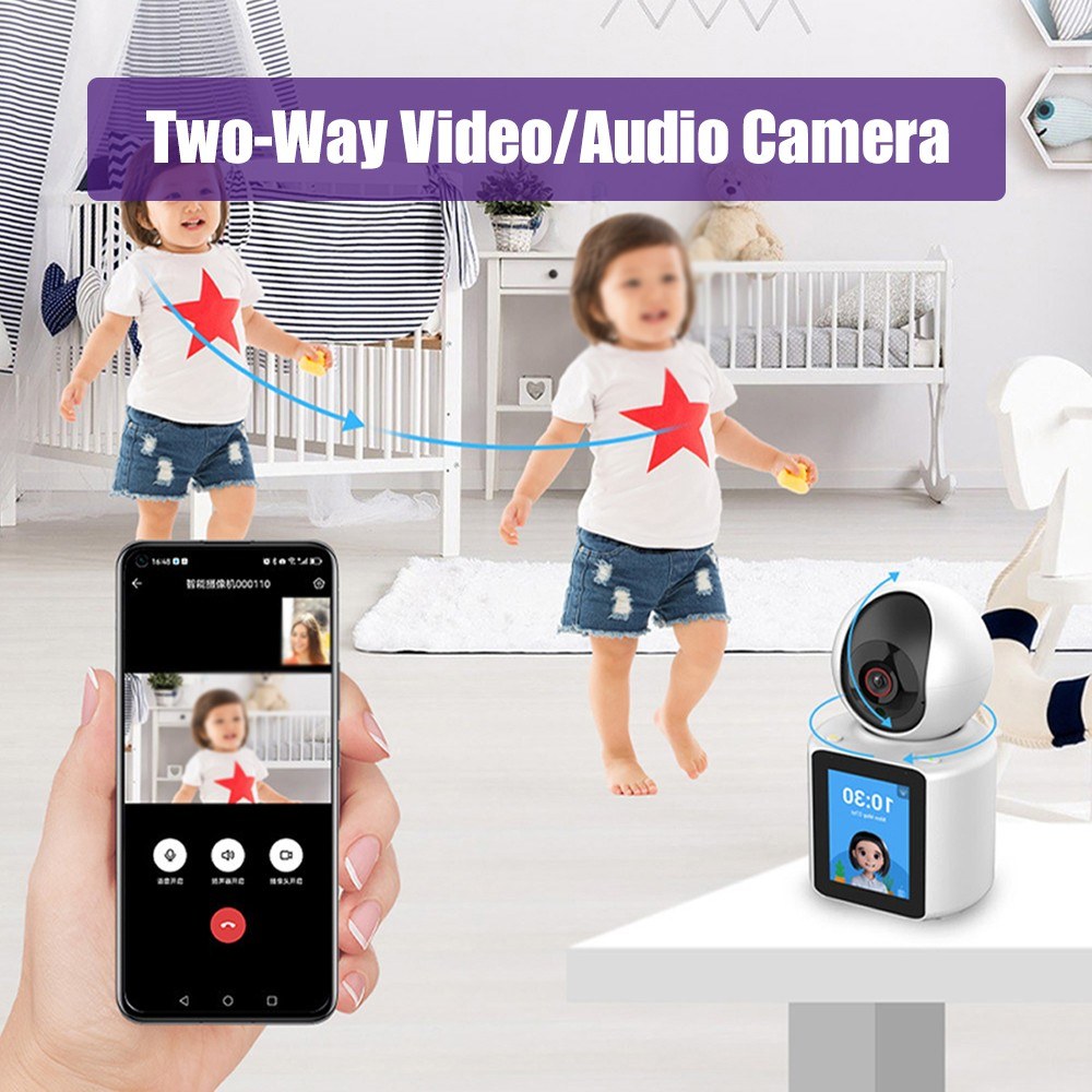 360° Motion Detection Smart Camera with 2.8-Inch Screen for Kids, Elderly, and Pets
