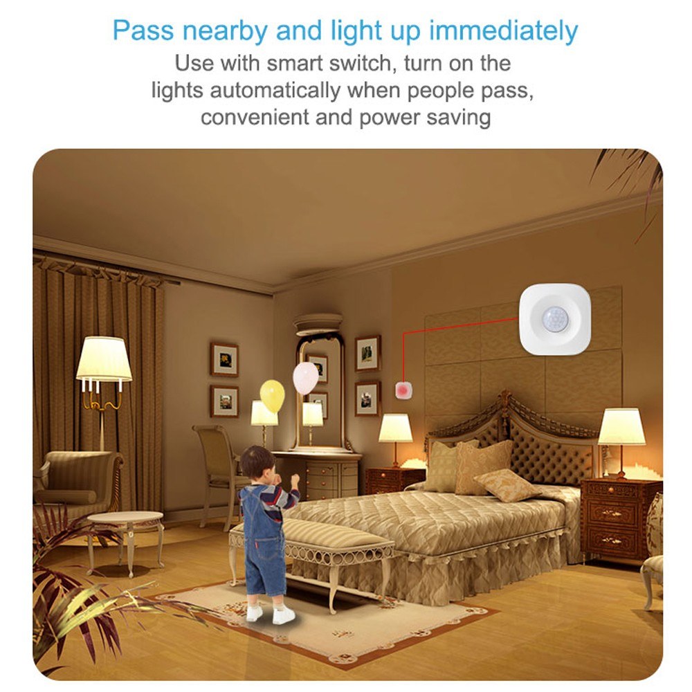 Tuya 2.4GHz WiFi PIR Motion Sensor Alarm, 120° Wide-Angle Infrared Human Detector