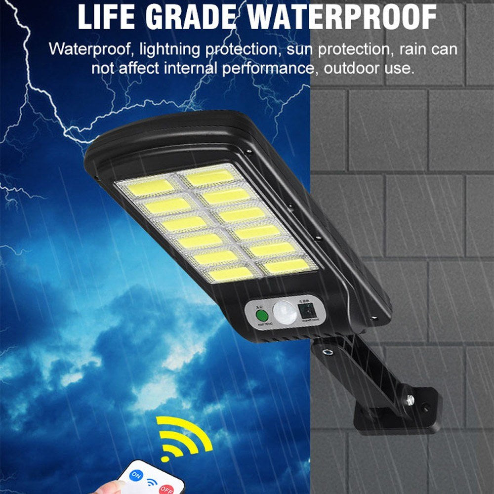 Dusk to Dawn Rotatable Solar Street Light, IP65 Waterproof LED with Motion Sensor & Remote Control for Parking Lots, 6000K Outdoor Wall Lighting