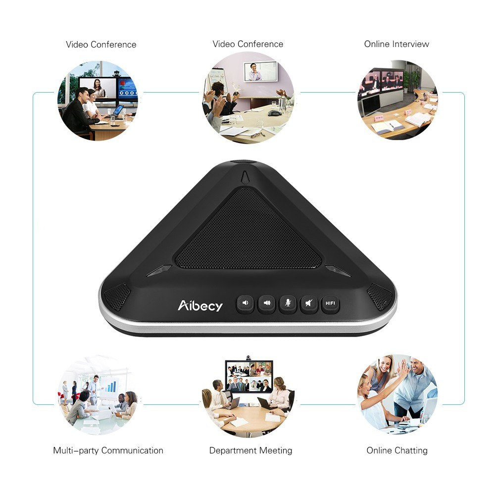 Aibecy MST-A1S USB Conference Microphone and Speakerphone, 360° Audio Pickup, Compatible with Skype, MSN, QQ for Computers and Mobile Phones