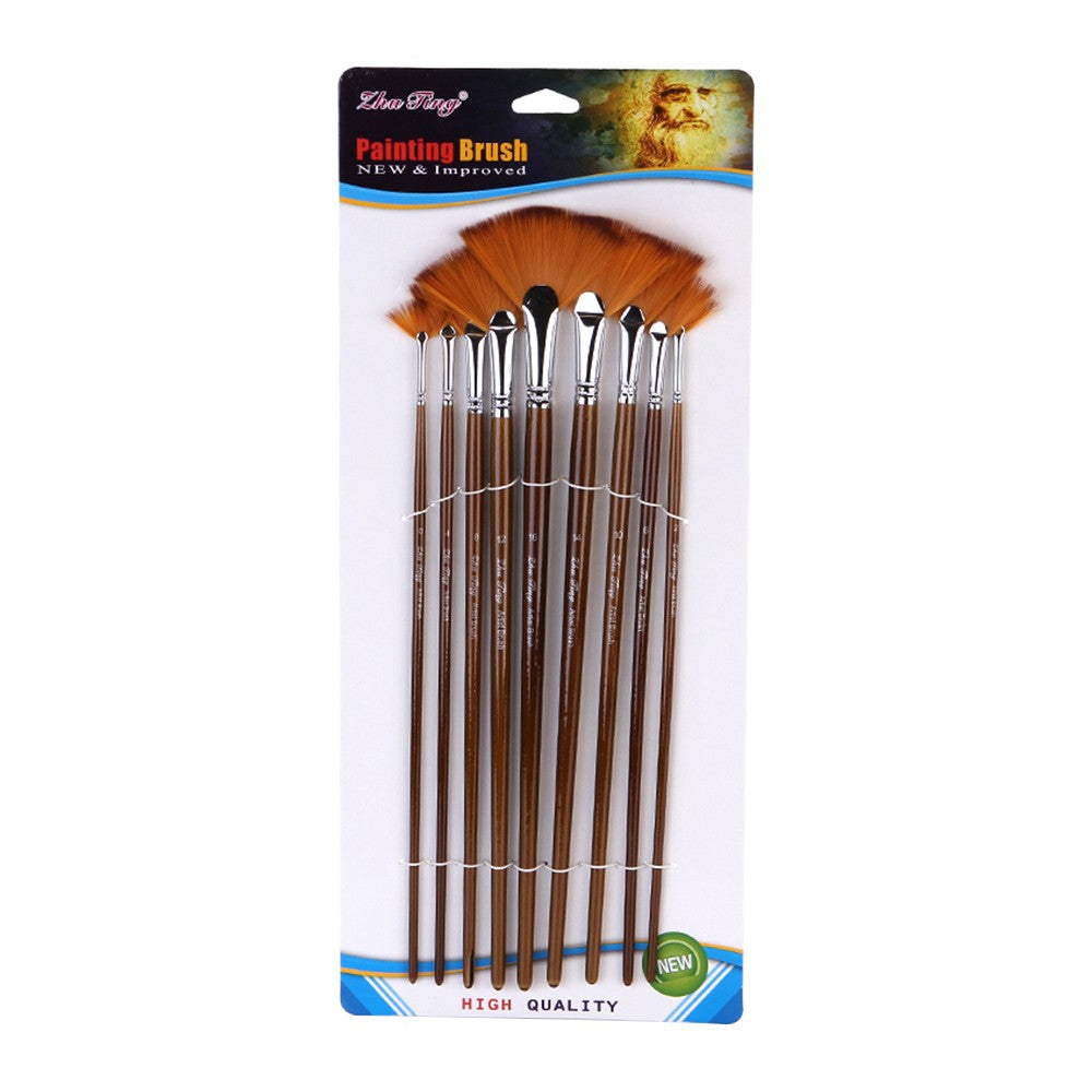 9-Piece Fan Paint Brush Kit
