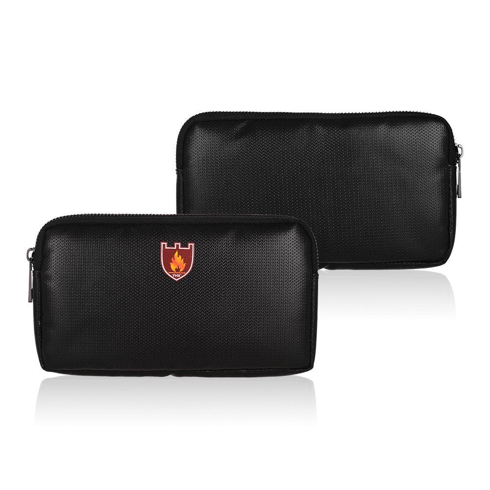 Fireproof Water-Resistant Portable Safe Organizer Bag - Silicone Storage with Zipper Closure, 8.19x4.65in for Electronics, Phones, Powerbanks