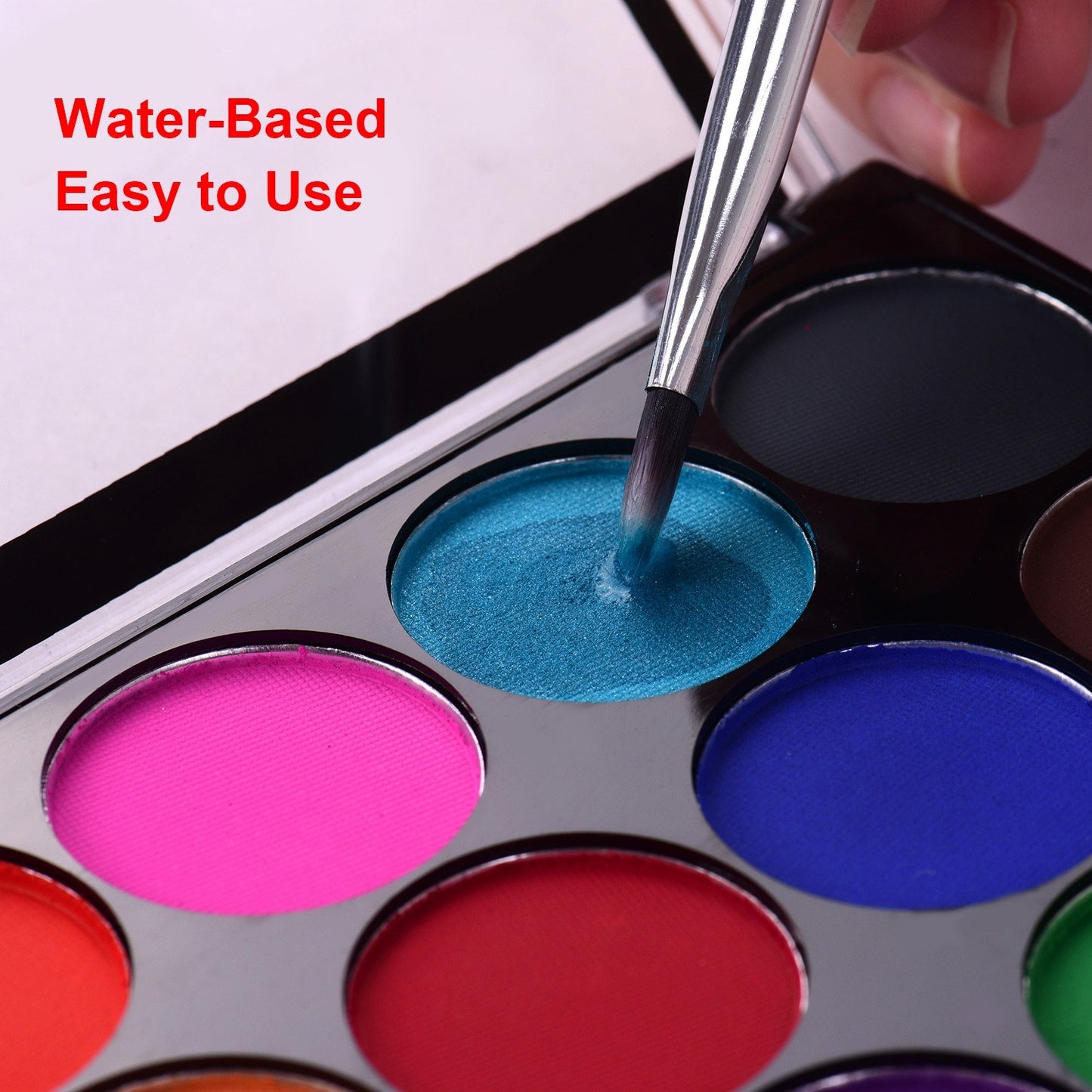 15-Color Water-Based Face & Body Paint Kit with Brushes & Stencils for Halloween & Party Makeup