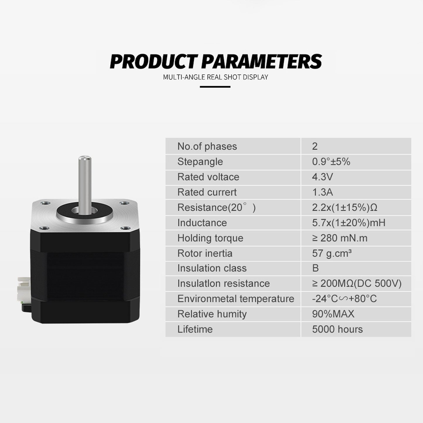 Aibecy 42 Stepper Motor, 0.9° Step Angle, Low Noise, 2-Phase 17HS4401S with 1m Cable for CNC 3D Printers