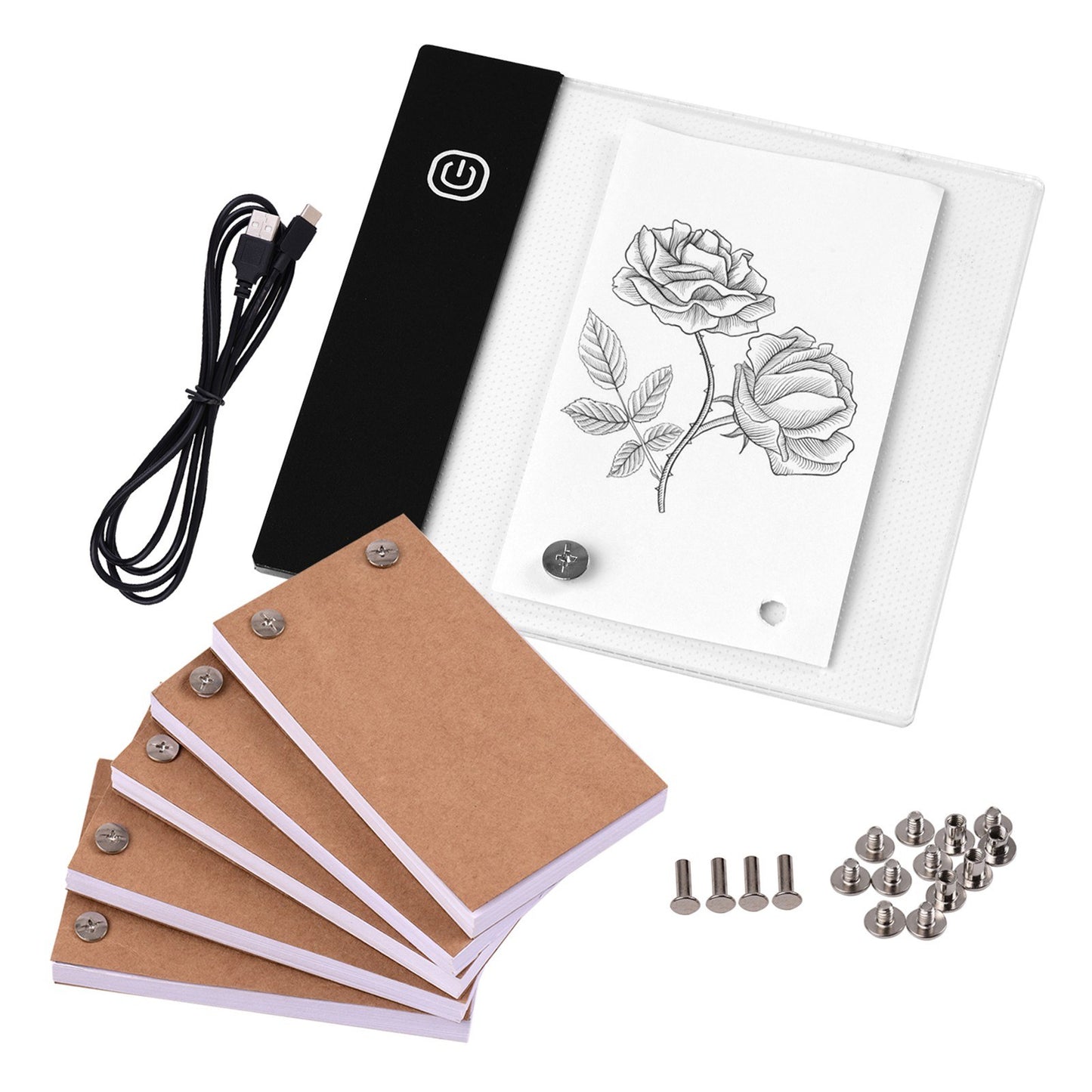 Flip Book Kit: LED Lightbox, 300 Sheets, Binding Screws for Animation & Sketching