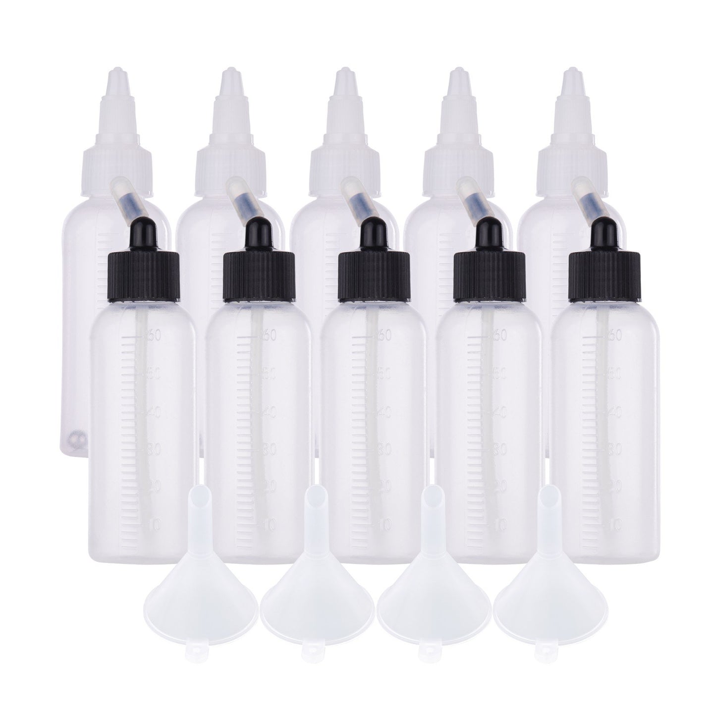 10pcs 65ml Airbrush Paint Storage Bottles with Scale, Plastic Squeeze Jars for Art & Craft Paints, Liquids, Lotions