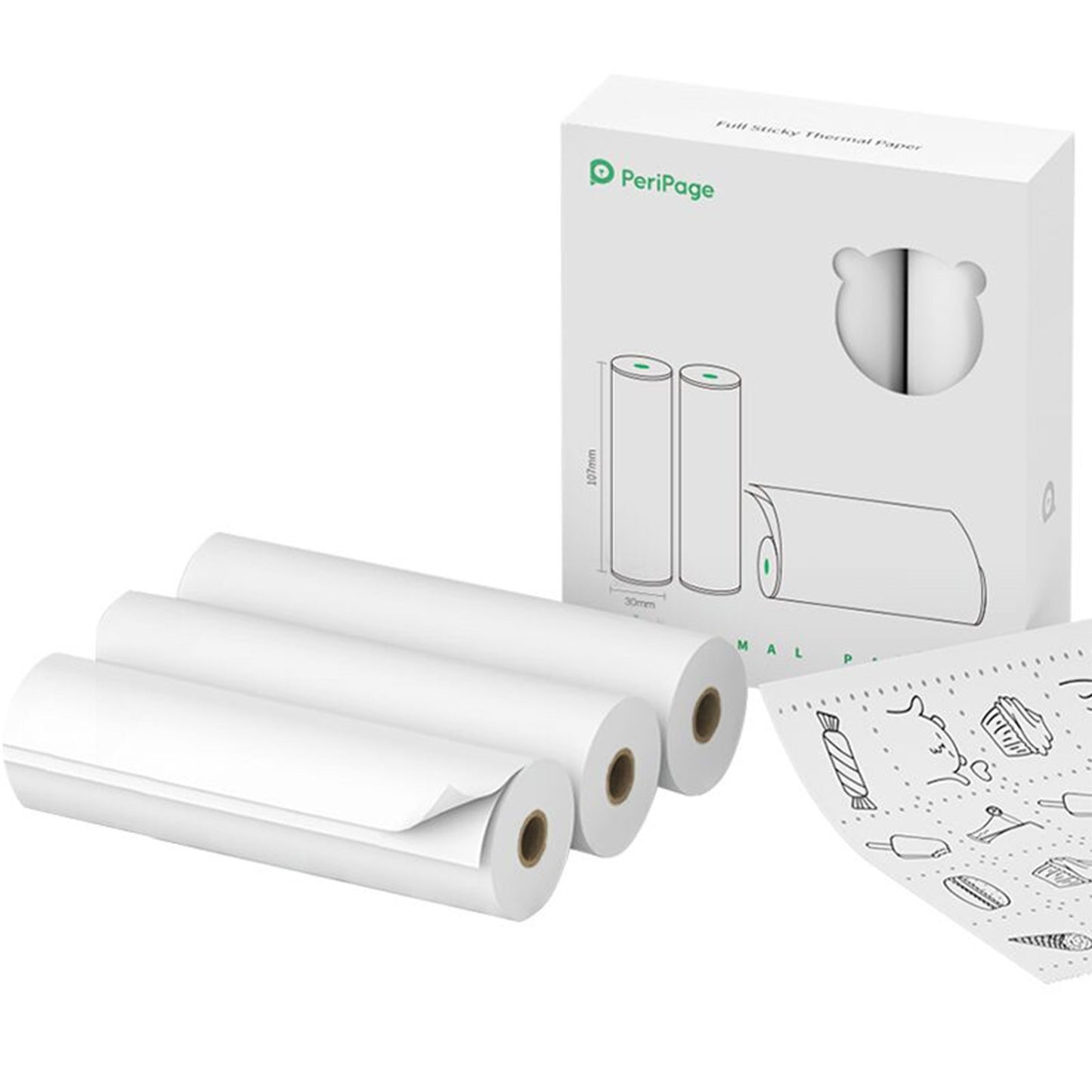 PeriPage Thermal Paper Roll - 107 x 30mm Notes
