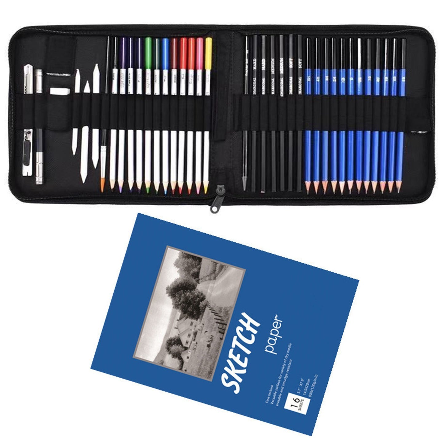 95-Piece Professional Drawing Set: Oil Colored Pencils, Charcoal, Graphite, Sharpener, Eraser & Storage Bag - Art Supplies Gift for Kids, Adults, Artists
