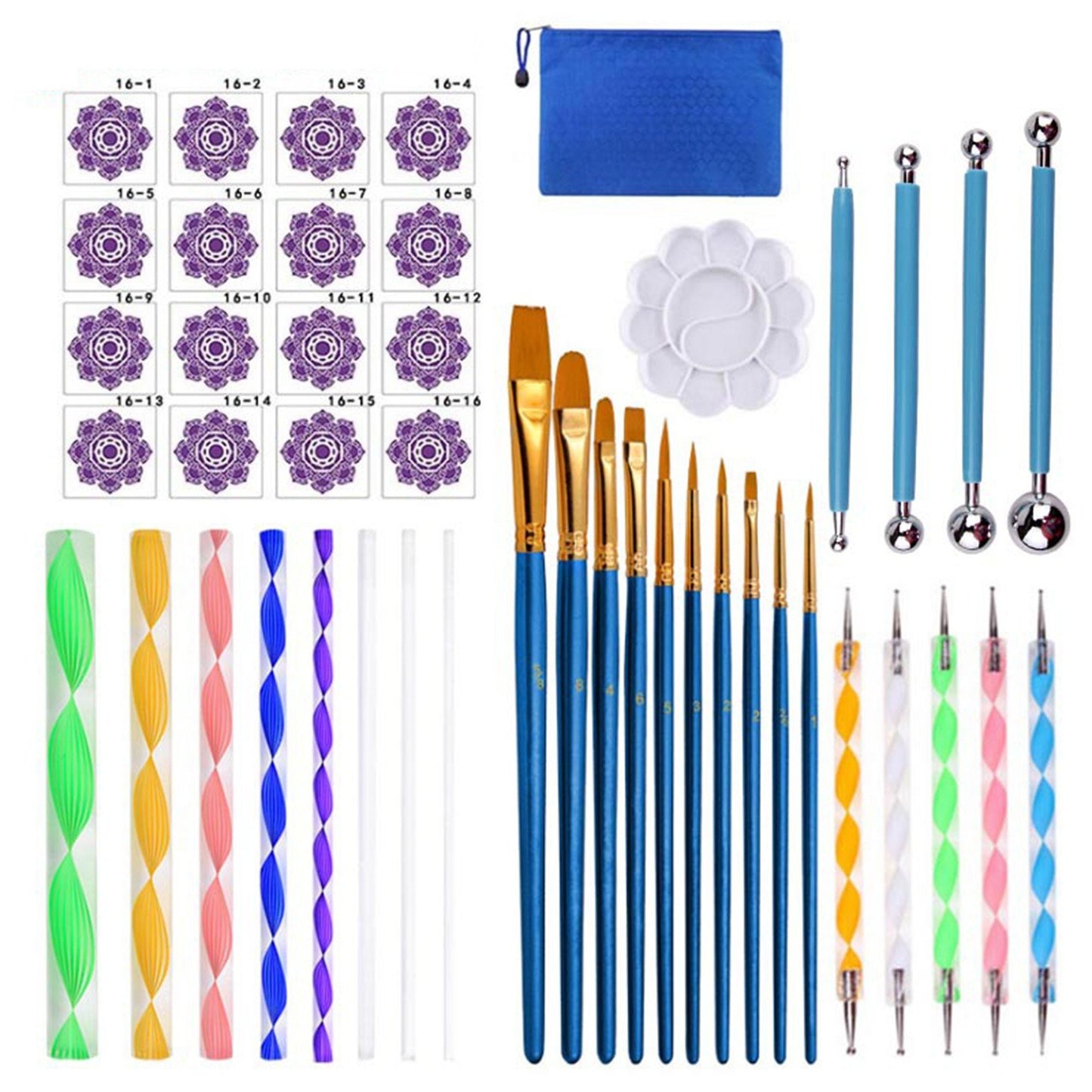 41-Piece Mandala Dotting Art Kit: DIY Stencils, Brushes & Tools for Canvas, Rocks & Crafts