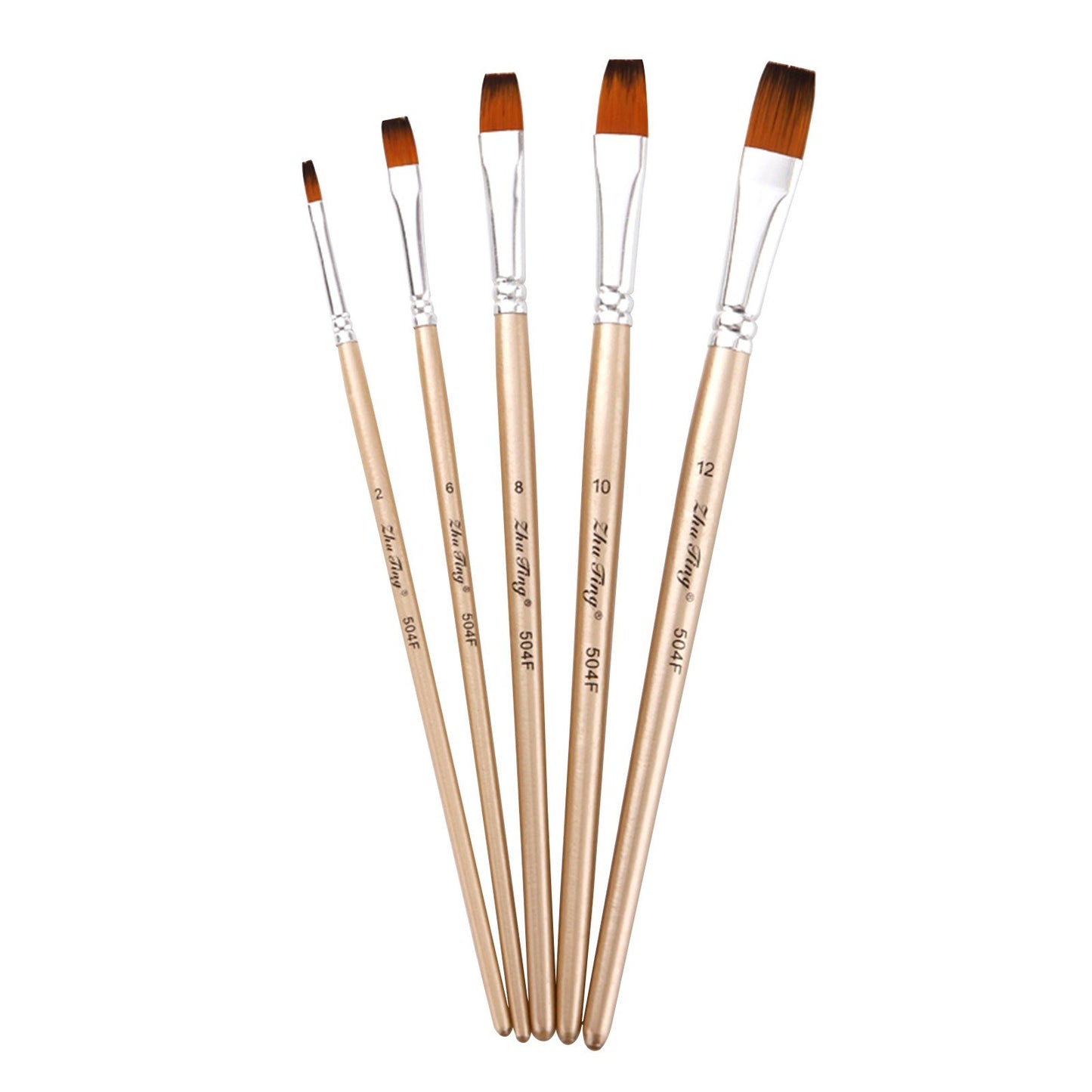5pcs Round Tip Nylon Paint Brushes Set with Wooden Handles for Acrylic, Oil, Watercolor, Gouache, Nail & Face Detailing - Ideal for Artists, Children, Adults & Beginners