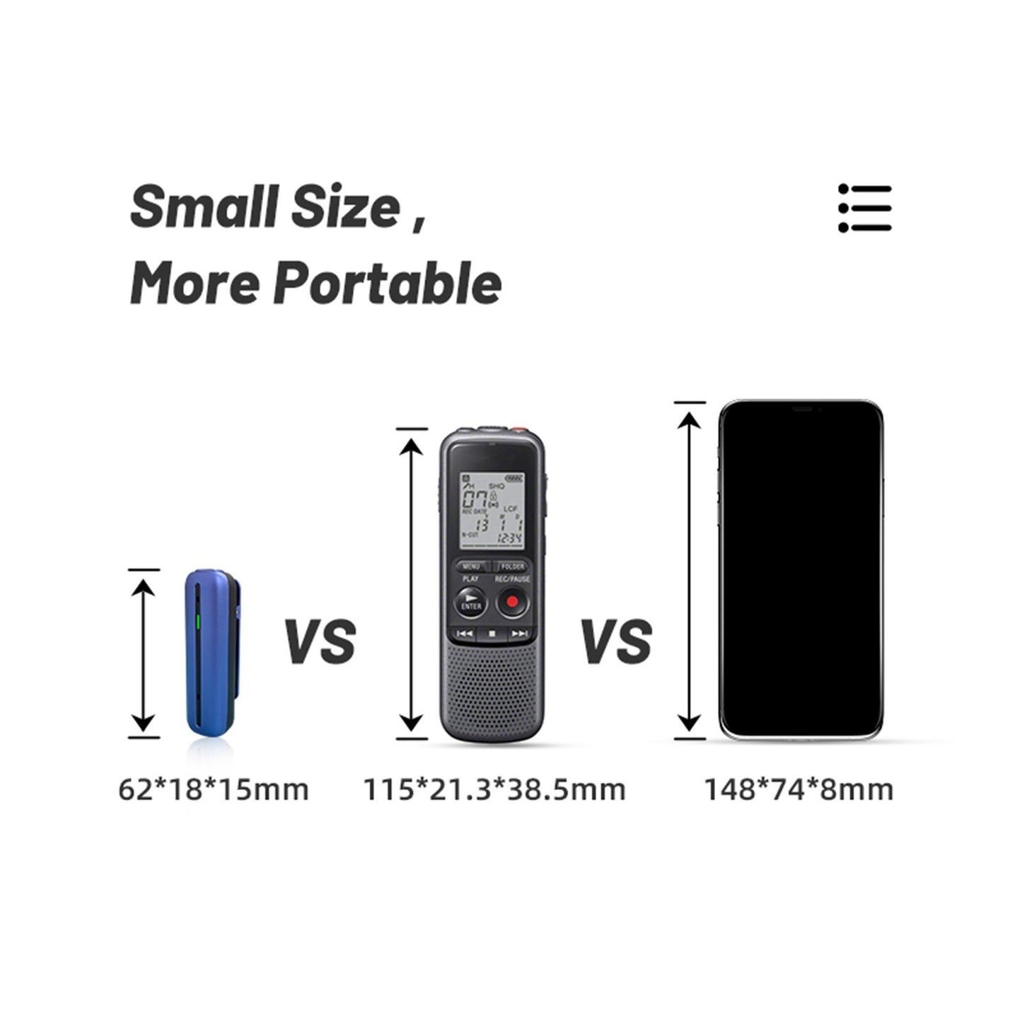 AI-Powered 16GB Mini Digital Voice Recorder with Transcription