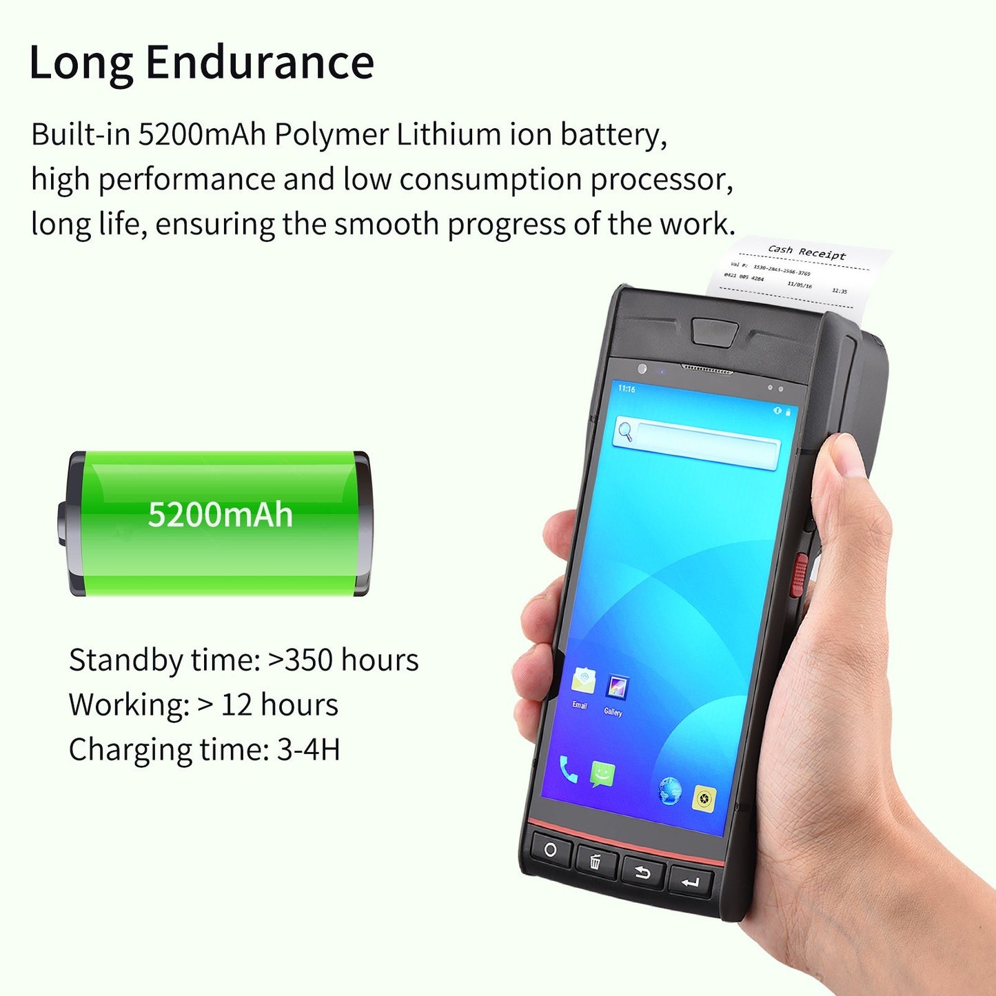 5.5 Android 9.0 Handheld POS Terminal with Touchscreen & Barcode Scanner